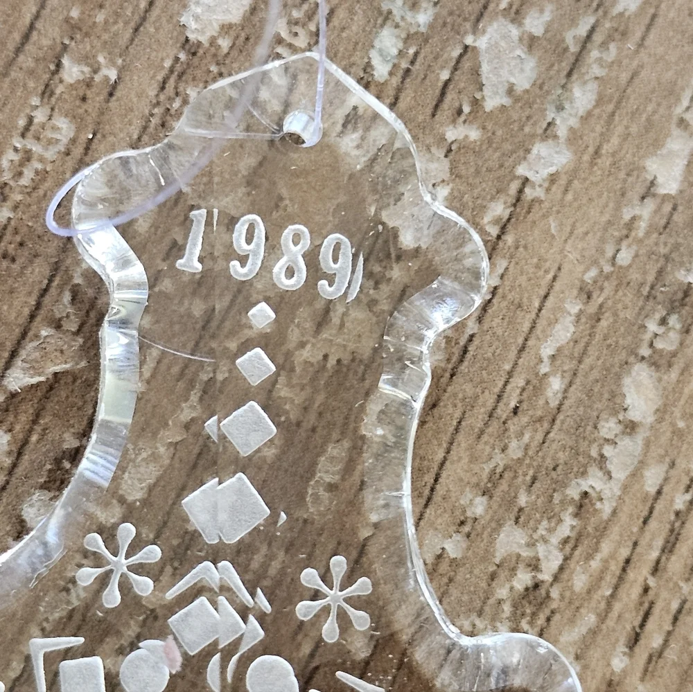 Pepi M Herrmann 1989 Lead Crystal Anchor Shaped Etched Ornament‎ Clear Vtg 80s